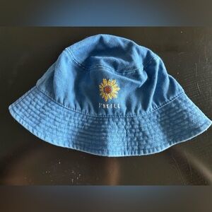 Vintage O'Neill Blue Bucket Hat with Sunflower Design